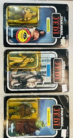 ❗️VTG_1983__STAR~WARS__3~CARDED~FIGURE~~ROTJ~LOT_Rancor~Logray~Gguard~FacSealed Cover