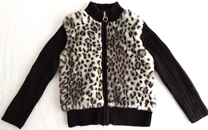 Greendog 2-pc Look Zip Sweater Mock Collar Lg Slv Blk & Animal Prt 4 / 4T #15615 - Picture 1 of 4
