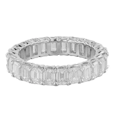 3.693CTW 14K White Gold Lab Grown Emerald Diamond Eternity Band Ring Size 6.5 - Image 1 of 4
