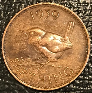 HIGH GRADE XF/AU 1939 GREAT BRITAIN FARTHING COIN-JUL721 - Picture 1 of 2