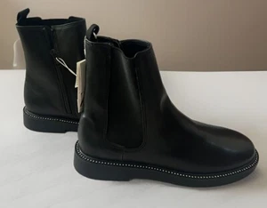 Gorgeous Zara Black Zip Up Bottine Chelsea Boots With Rhinestone Studding-Sz 36 - Picture 1 of 24