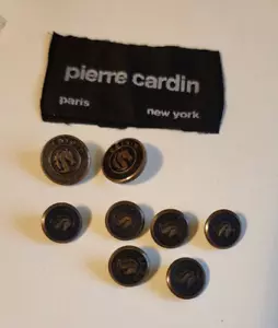 Vintage 8 Pierre Cardin Metal Blazer Replacement Buttons 13/16" 5/8" Waterbury - Picture 1 of 4