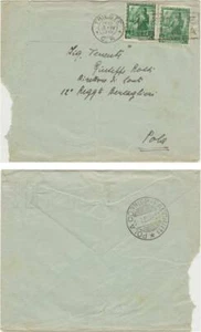 2 x 25 CENTS 1938 DANTE ON NOBLE FAMILY DOCUMENT ENVELOPE ROCHI ROCKS - Picture 1 of 2