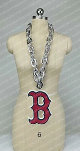 New MLB BOSTON RED SOX SILVER Jumbo Big Fan Chain Necklace Foam MI USA - Picture 1 of 3