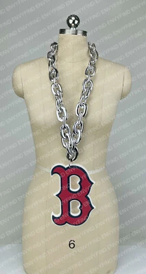 New MLB BOSTON RED SOX SILVER Jumbo Big Fan Chain Necklace Foam MI USA - Image 1 of 3