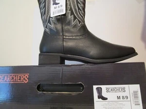 Searchers Hombres Vaquero Motociclista Motocicleta Botas Bordadas Negras Talla M 8/9 - Imagen 1 de 6