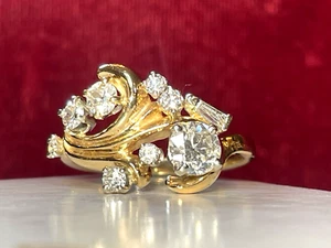 14K GOLD DIAMOND RING FREEFORM NATURAL DIAMOND APPRAISAL 2,200.00 SIZE 6.5 4 GRM - Picture 1 of 17
