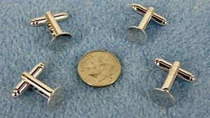 12 Silver Metal CUFF LINKS Blank 10mm Flat Round Pad to glue Finding  CuffLinks - Picture 1 of 8