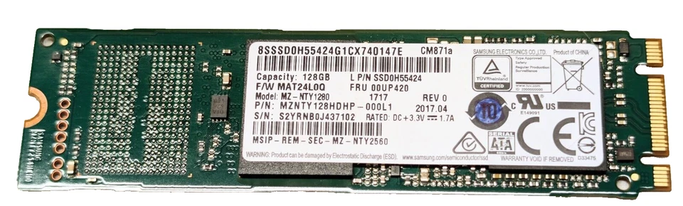 Samsung CM871a MZ-NTY1280 128GB SATA M.2 SSD - Image 1 of 1