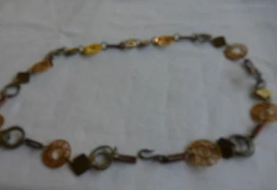 ¿Estaño de metal artístico? Anillos martillados latón cobre eslabones cinturón talla L 38" talla única Foto 1 de 4