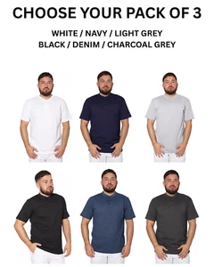 3x Mens Henley T-shirt Short Sleeve Plain Grandad Neck Tops Casual Summer (2245) - Picture 1 of 9