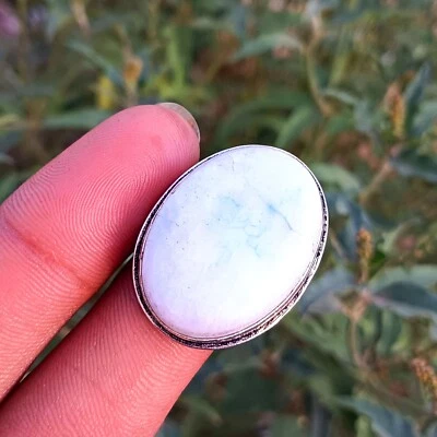 Oferta Piedras Preciosas de Jaspe Blanco Chapado en Plata de Ley 925 1 pieza 8 Aprox Anillos Talla EE. UU. Foto 1 de 3