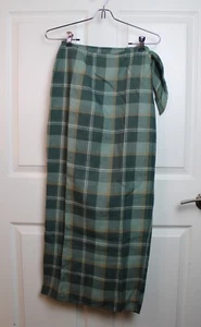 VTG NWT LAUREN Ralph Lauren Linen Tartan Maxi Skirt Indian Summer Green Wrap 4 - Picture 1 of 11