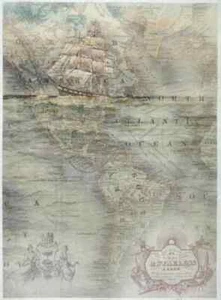 Papel de arroz A/4 para decoupage de ITD - mapa antiguo vintage - R1138 - Imagen 1 de 2