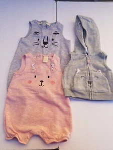 3 M 3-6 M & 6-9M Baby Outfits Cat Theme 3 Sets - Picture 1 of 7