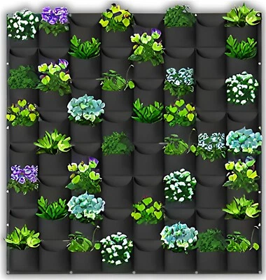 Vertical Wall Hanging Planters with 64 Pockets Large Grow Bags Garden Decoration - Image 1 of 4