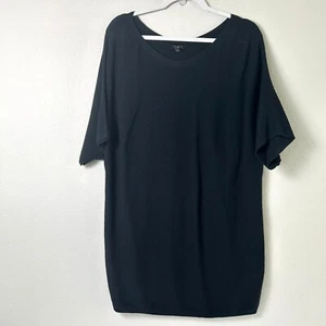 Talbots Sweater Top Plus Size 2X Black Ribbed Knit Short Sleeve Pullover - Picture 1 of 7