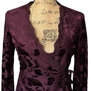 Francescas Gr. XXS Kleid Samt V-Ausschnitt gefüttert Gürtel Vamp Goth Burnout Ärmel - Bild 1 von 18