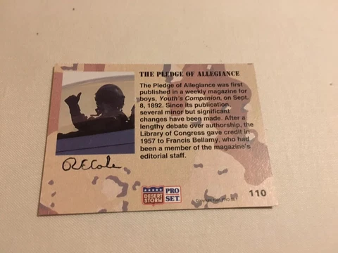 Lt Col Richard E Cole DEC’D AUTOGRAPHED 1991 Card w/COA Doolittle Raiders RARE Cover