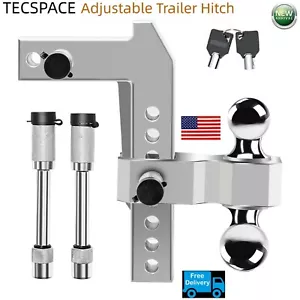 Ginkman 2.5'' receiver 8'' Drop/Rise Aluminum Adjustable Trailer Hitch + Locks - Picture 1 of 9