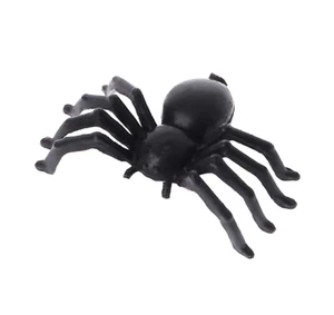 20 SMALL HALLOWEEN CREEPY PARTY DECORATION FAKE PLASTIC TOYS FUNNY BLACK SPIDERS - Picture 1 of 5