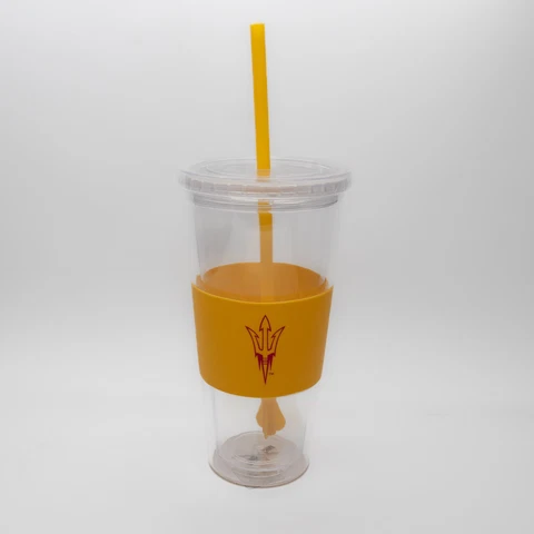 NCAA Arizona State Sun Devils Logo Clear Travel Tumbler Cup Mug 22 oz NEW Cover