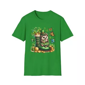 St. Patrick's Day Cat T-Shirt, Shamrock Tee, Unisex St. Paddy's Top, Lucky Charm - Picture 1 of 15