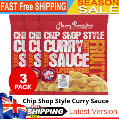 3 X Harry Ramsden's Chip Shop Style Curry Sauce 48g Fruity, Tasty Delicious • 8.70$