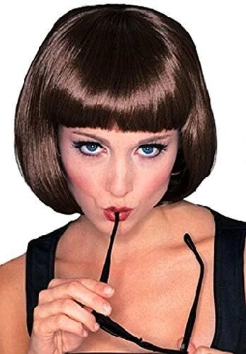 Adult Auburn Brown Brunette Super Model Costume Bob Wig