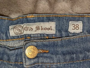 Mens Old Skool Brand Blue Jeans Distressed Size 38/30 - Picture 1 of 5