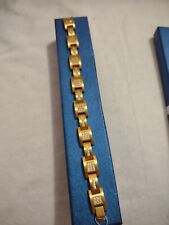 Mens BLACKJACK Matte Gold Stainless Steel  Bracelet with Cubic Zirconia  8.5" 