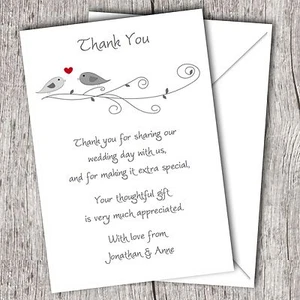 Personalised WEDDING Thank You Cards (Postcards) • Glossy • Lovebirds - Picture 1 of 1