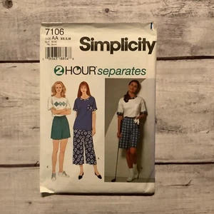 Pantalones Camisa Simplicity 7106 Patrón Costura En 3 Longitudes Misses Talla XS-S-M SIN CORTAR - Imagen 1 de 4
