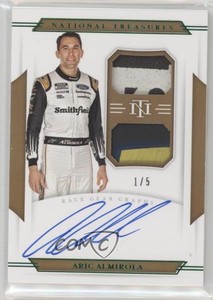 2021 Panini National Treasures Dual Race Gear Graphs Green /5 Aric Almirola Auto
