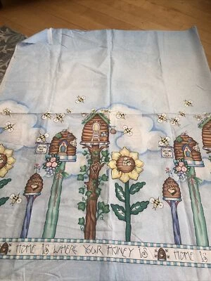 Винтажная хлопчатобумажная ткань для лоскутных одеял с цветочным рисунком, 65 x 44 дюйма, дом там, где ваш мед - Изображение 1 из 4