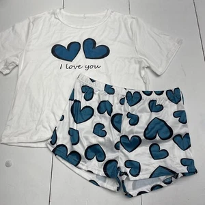 Shein White I Love You Graphic Pajama set Youth Girls Size XL New - Picture 1 of 8