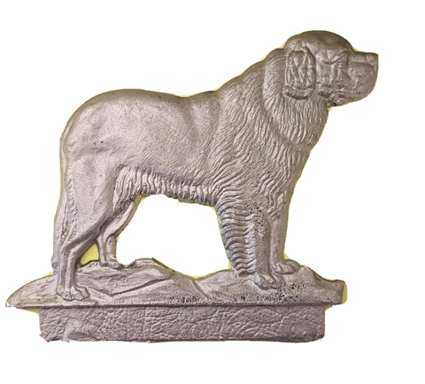 Vintage Cast Aluminum Saint Bernard Dog  Gate Chain Link Fence Topper Mailbox Cover