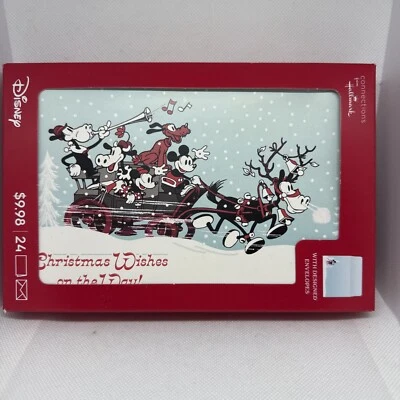 Disney Hallmark Christmas Cards 24ct Mickey Minnie Clarabelle Xmas Wishes NIB - Image 1 of 2