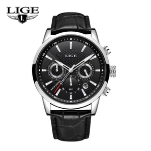 Casual Men's Watch Quartz Analog Calendar Leather Strap Business Wrist Watches - Picture 1 of 14