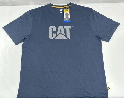 Camiseta de Construcción CAT Caterpillar, 100% Algodón, Duradera, Para Hombre Grande, Azul, NUEVA Foto 1 de 4