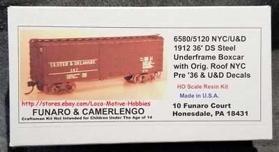Funaro F&C 6580 5120 NYC NEW YORK CENTRAL U&D Ulster Delaware 36' Boxcar 1912 DS - Image 1 of 4