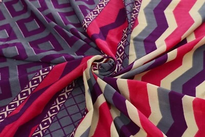 Tela de sari indio estampada 100 % seda pura de crepé vintage costura de 5 yardas Foto 1 de 3