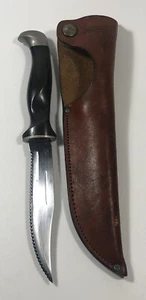 Vintage Cutco 1769 Serrated Hunting Knife w/ Leather Sheath USA - Picture 1 of 11