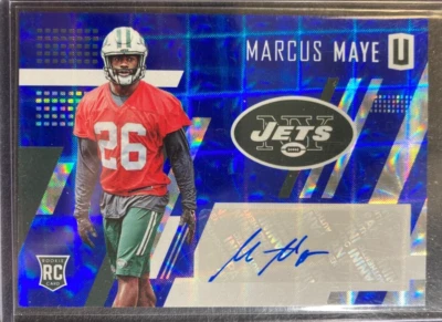 Marcus Maye AUTO # 3/3 Panini Unparalleled Blue 2017 Rookie Autograph SP Charger - Image 1 of 2