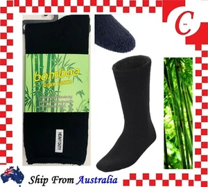 3 / 6 Prs BAMBOO SOCKS Men's Heavy Duty Premium Thick Work BLACK/Navy/Grey Bulk - Picture 1 of 14