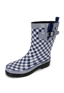 MADSea Damen Gummistiefel Checkered dunkelblau Halbschaft Regenstiefel halbhoch - Bild 1 von 7