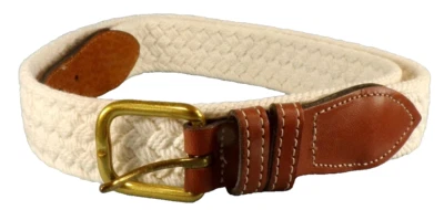 Dockers Women's Belt Size 34 White Rope Brown Leather Woven 2321 #7 - Image 1 of 4