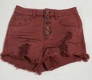 Refuge Shorts Women 0 Stretch Button Fly Distressed High Rise Shortie Summer - Picture 1 of 11