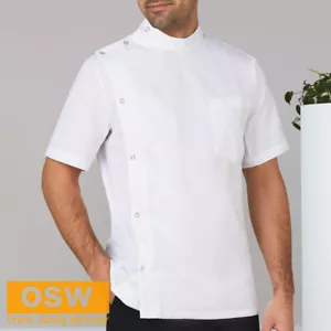 Mens White Pharmacy Pharmacists Health Press Stud Front Short Sleeve Jacket - Picture 1 of 5
