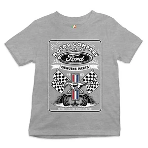 Ford Motor Company Youth T-shirt Racing Flags Mustang Logo Licensed Kids - Picture 1 of 30